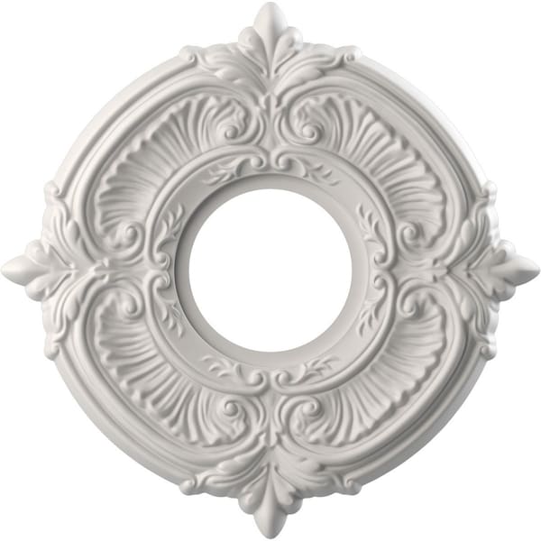 Ekena Millwork Attica PVC Medallion (Canopies up to 4 1/8"), 10"OD x 3 1/2"ID x 3/4"P, Satin Blossom White CMP10ATGBW - main